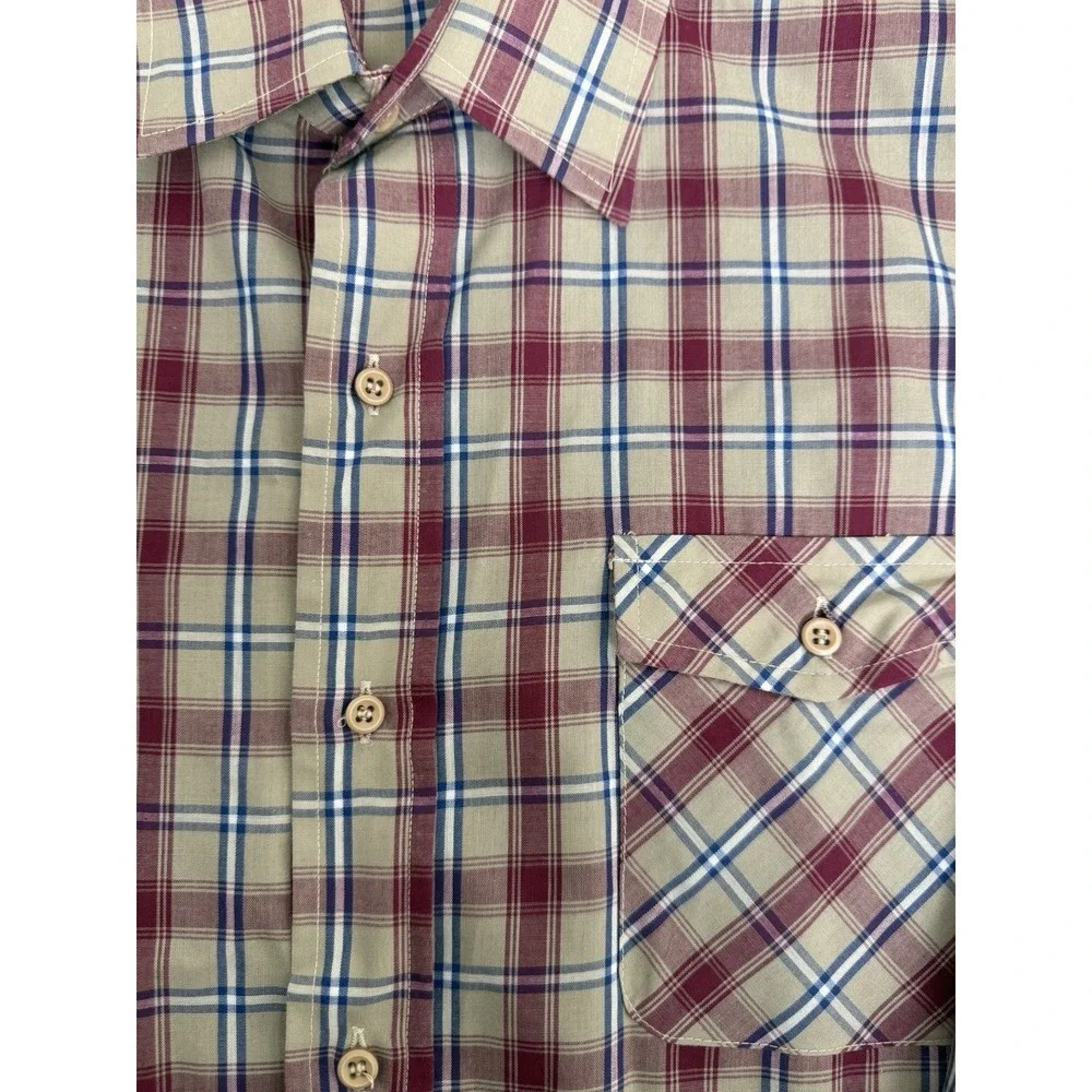 Vintage Levi's Tailored For Men Plaid Button Down Shirt Mens Large Made in Korea